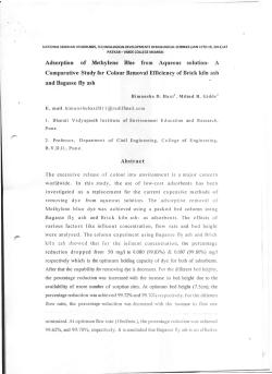 Adsorption of Methylene Blue from Aqueous solution
