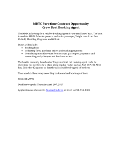 MDTC Part-time Contract Opportunity Crew Boat Booking Agent