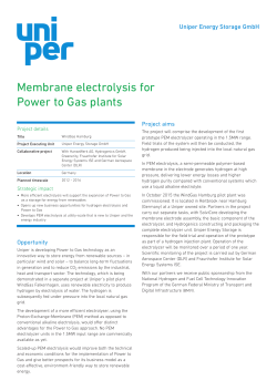 Membrane electrolysis for Power to Gas plants