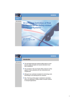 On a Formal Definition of Risk in Standards for Safety