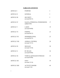 TABLE OF CONTENTS - Hideaway Lake Club