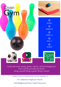 Come join us for sports, games, movies, and just hanging out. Pizza