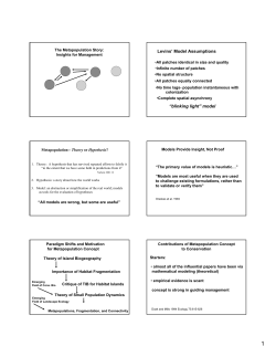 Levins` Model Assumptions “blinking light” model