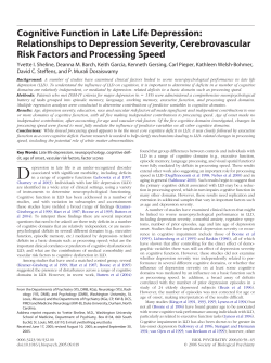 Cognitive Function in Late Life Depression