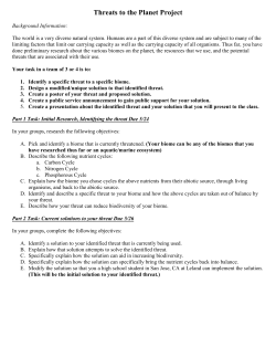 Threats to the Planet Project