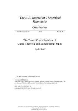 The Tennis Coach Problem: A Game