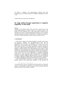 On stage setting thought experiments in cognitive linguistics: A case