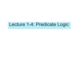 Lecture 1-4: Predicate Logic