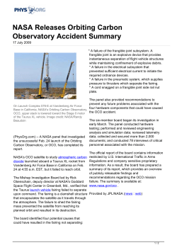 NASA Releases Orbiting Carbon Observatory Accident
