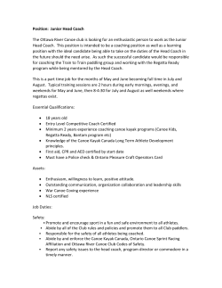 Position: Head Coach - Ottawa River Canoe Club