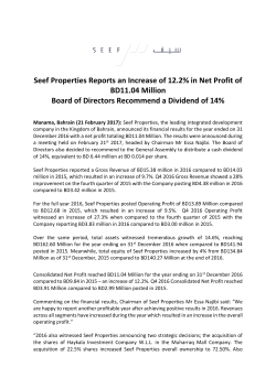 Seef Properties Reports an Increase of 12.2% in Net Profit of BD11