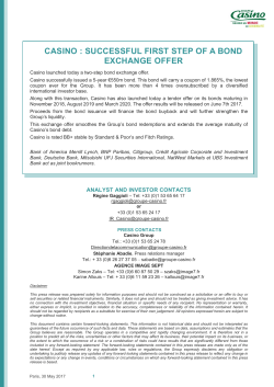 successful first step of a bond exchange offer