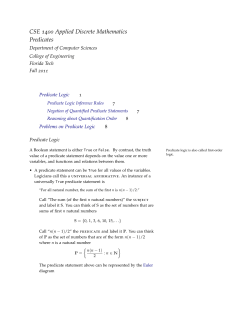 Predicate Logic - Department of Computer Sciences