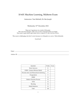 10-601 Machine Learning, Midterm Exam