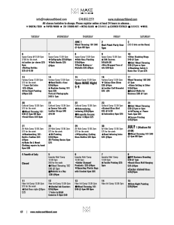 Summer 2017 Calendar