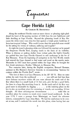 Cape Florida Light - Tequesta: Number 9/1949, pages 5-12