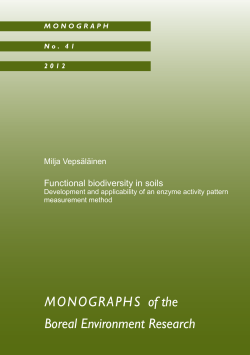 Functional biodiversity in soils : Development and