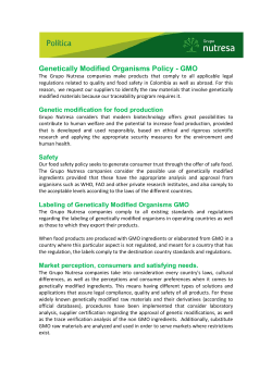 Genetically Modified Organisms Policy - GMO