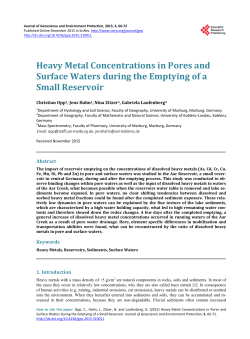 Heavy Metal Concentrations in Pores and Surface Waters during the