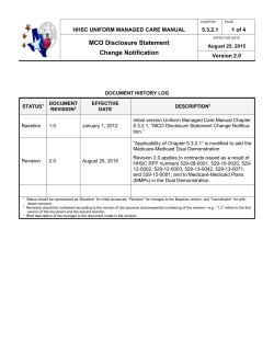 MCO Disclosure Statement