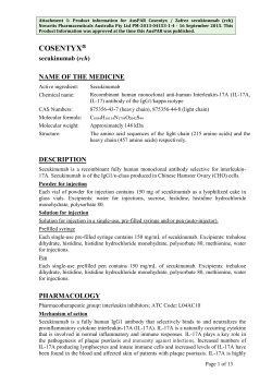 Secukinumab (Cosentyx) - Therapeutic Goods Administration (TGA)