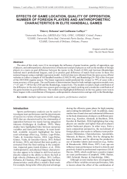 effects of game location, quality of opposition, number of foreign