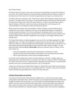 Letter to the Tolland Community on Open Choice