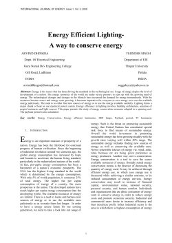 Energy Efficient Lighting- A way to conserve energy