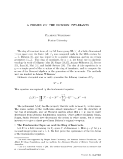 A PRIMER ON THE DICKSON INVARIANTS