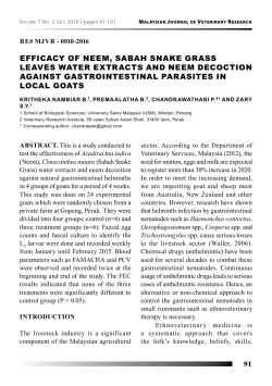 efficacy of neem, sabah snake grass leaves water extracts and