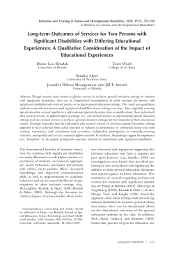 Long-term Outcomes of Services for Two Persons with Significant