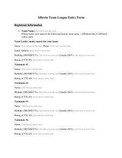 Alberta Team League Entry Form
