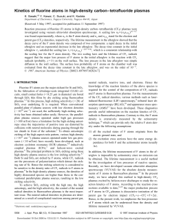 Kinetics of fluorine atoms in high-density carbon&ndash;tetrafluoride plasmas