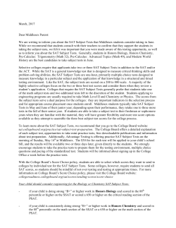 March, 2017 Dear Middlesex Parent: We are