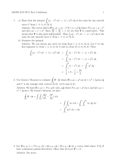 MATH 3170 W15 Test 2 Solutions 1 1. a) Show that the integral &int; (y