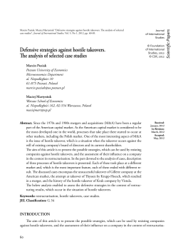 Defensive strategies against hostile takeovers. The analysis of