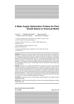 A Water Supply Optimization Problem for Plant - CEREA-ENPC