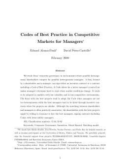 Codes of Best Practice in Competitive Markets for Managers!