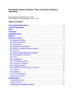 Real Estate Industry Arbitration Rules (Including a Mediation