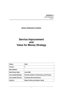 Service Improvement and Value for Money Strategy