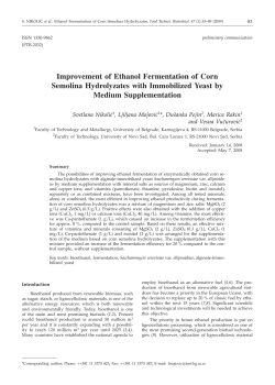 Improvement of Ethanol Fermentation of Corn Semolina