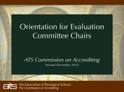 Orientation for Evaluation Committee Chairs
