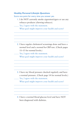 Healthy Personal Lifestyle Questions Score one point for every time