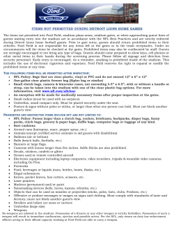 items not permitted during detroit lions home games