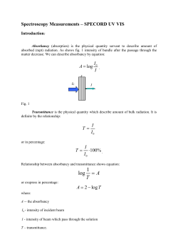Spectroscopy Measurements &ndash; Specord UV VIS