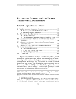 Recovery of Damages for Lost Profits