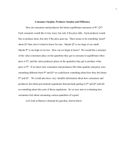 Consumer Surplus, Producer Surplus and Efficiency