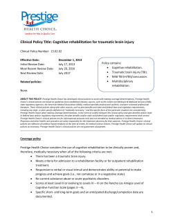 Cognitive rehabilitation for traumatic brain injury