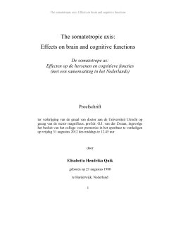 The somatotropic axis: Effects on brain and cognitive functions