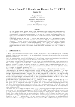 Luby - Rackoff: 5 Rounds are Enough for 2 Security - PRiSM